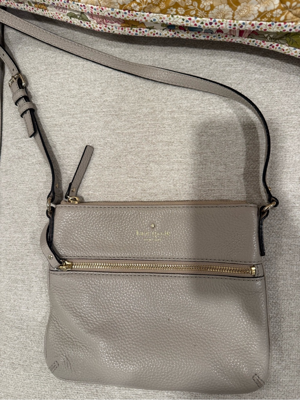 kate spade Pebbled Leather Crossbody Bag in Taupe